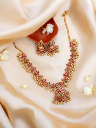 Premium Antique Gold Plated Bridal Necklace Set