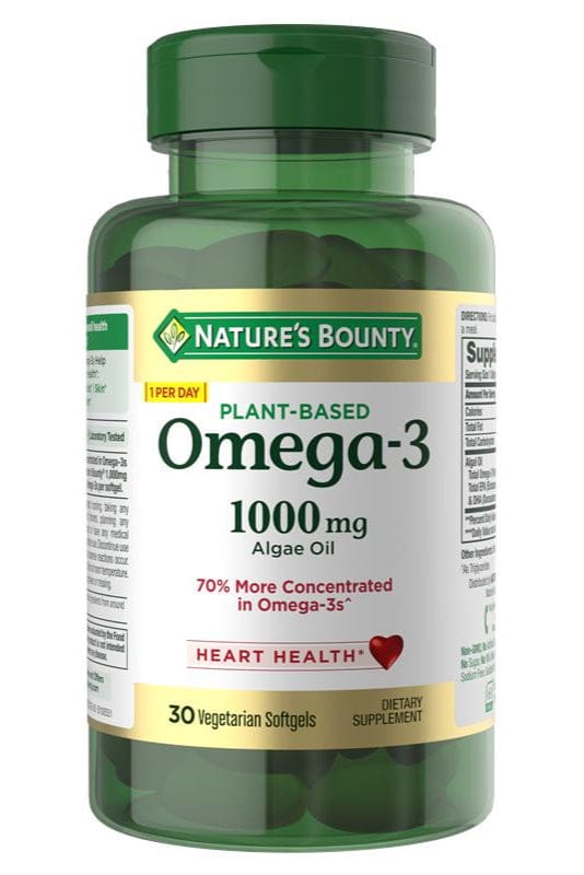 Nature's Bounty Plant-Based Omega-3 1000mg – 30 Vegetarian Softgels thumb